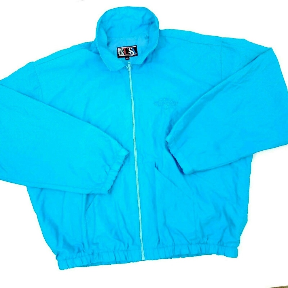 Vintage Vibrant Blue Windbreaker Los Vegas XL USA